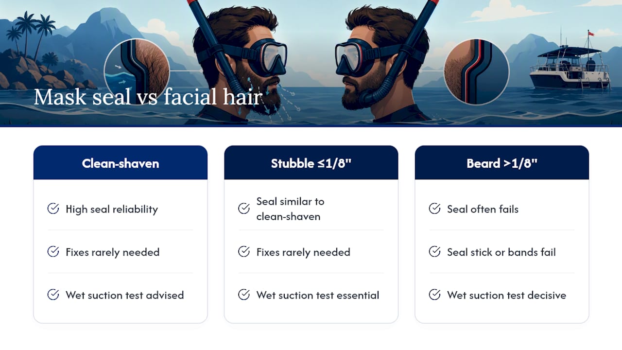 Comparison of beard lengths and mask seal