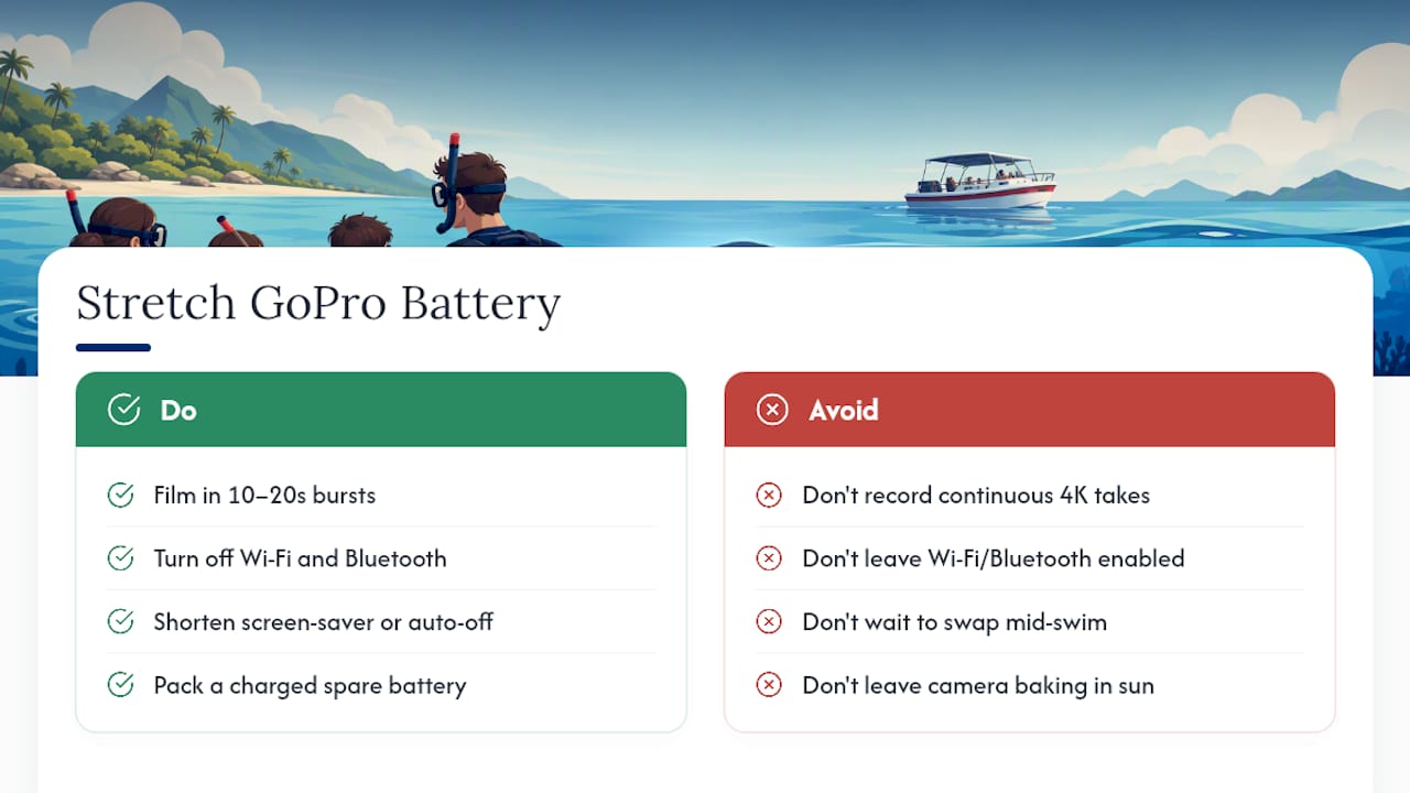 How Do You Stretch A GoPro Battery Through A Full Snorkel Trip? — overview diagram