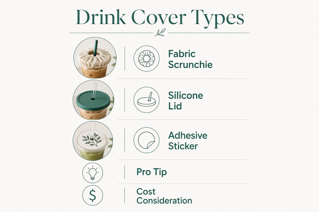 Infographic showing types of drink covers and tips