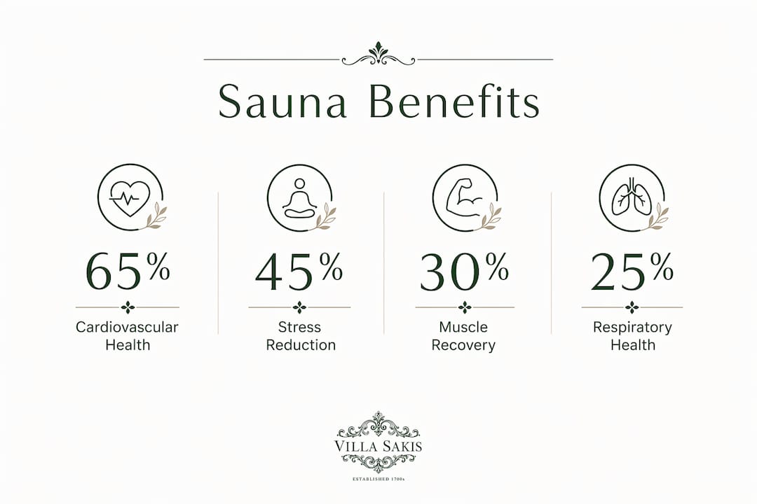 Infographic summarizing key sauna benefits with stats