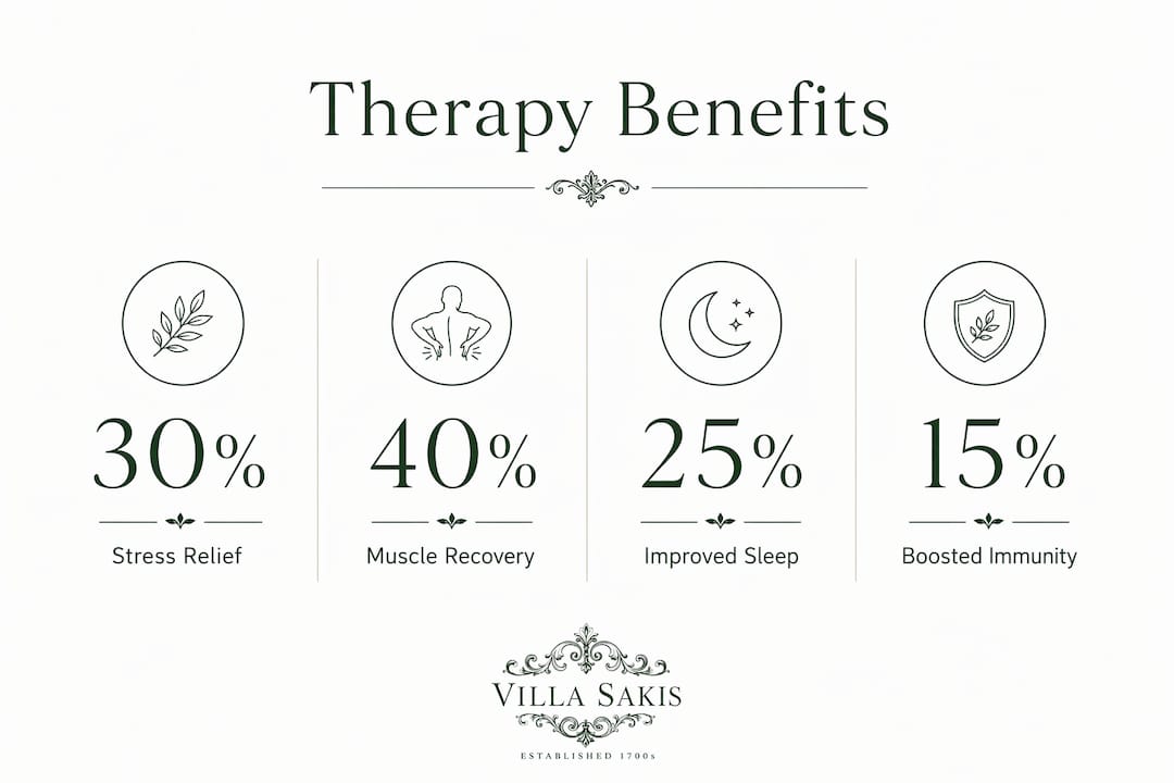 Infographic showing cold water therapy benefits percentages