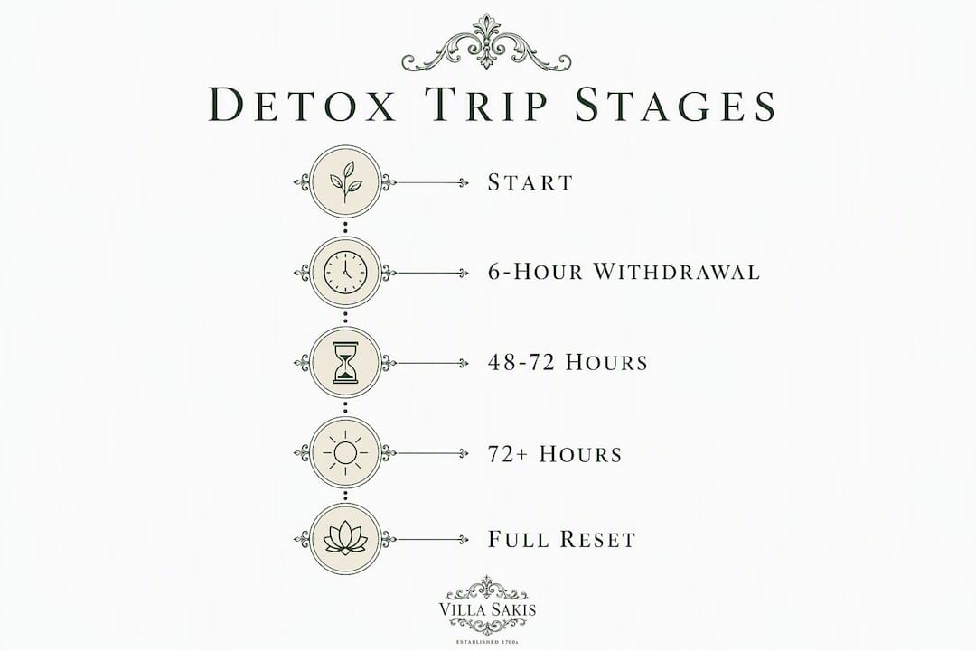 Infographic illustrating digital detox stages and durations