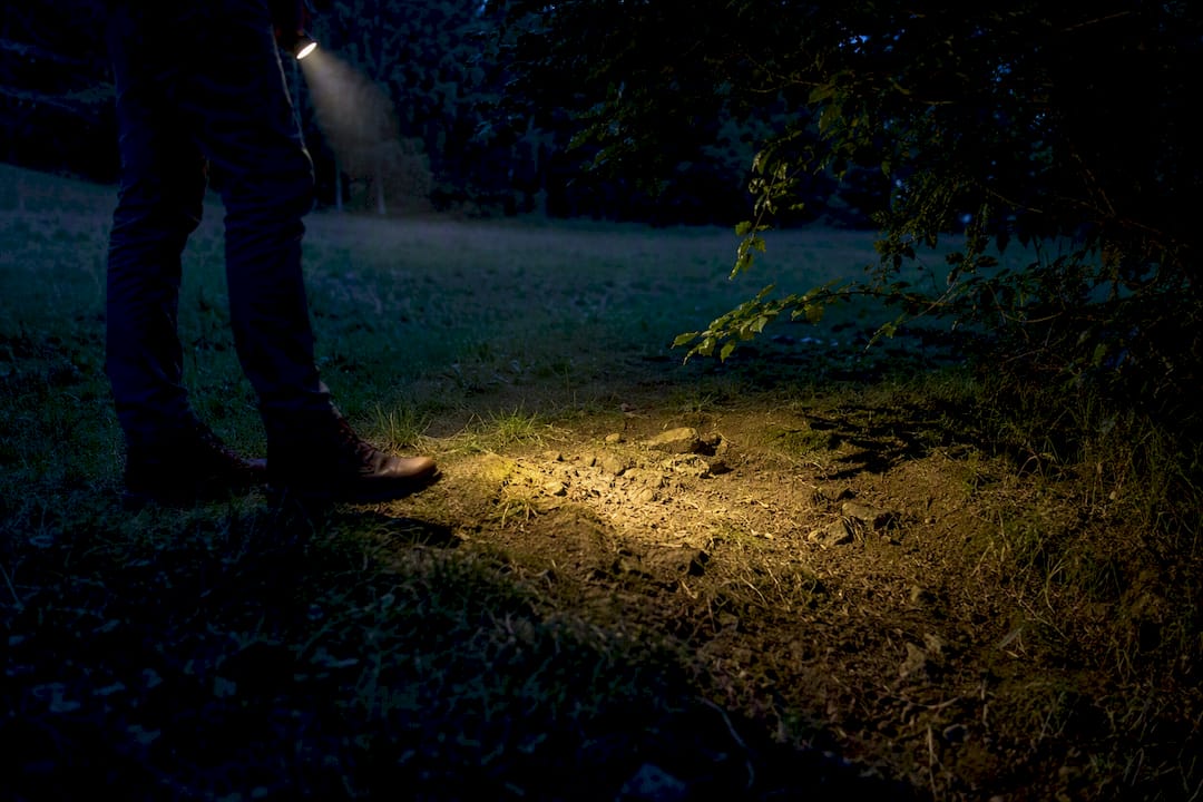 After-dark inspection around fire pit site