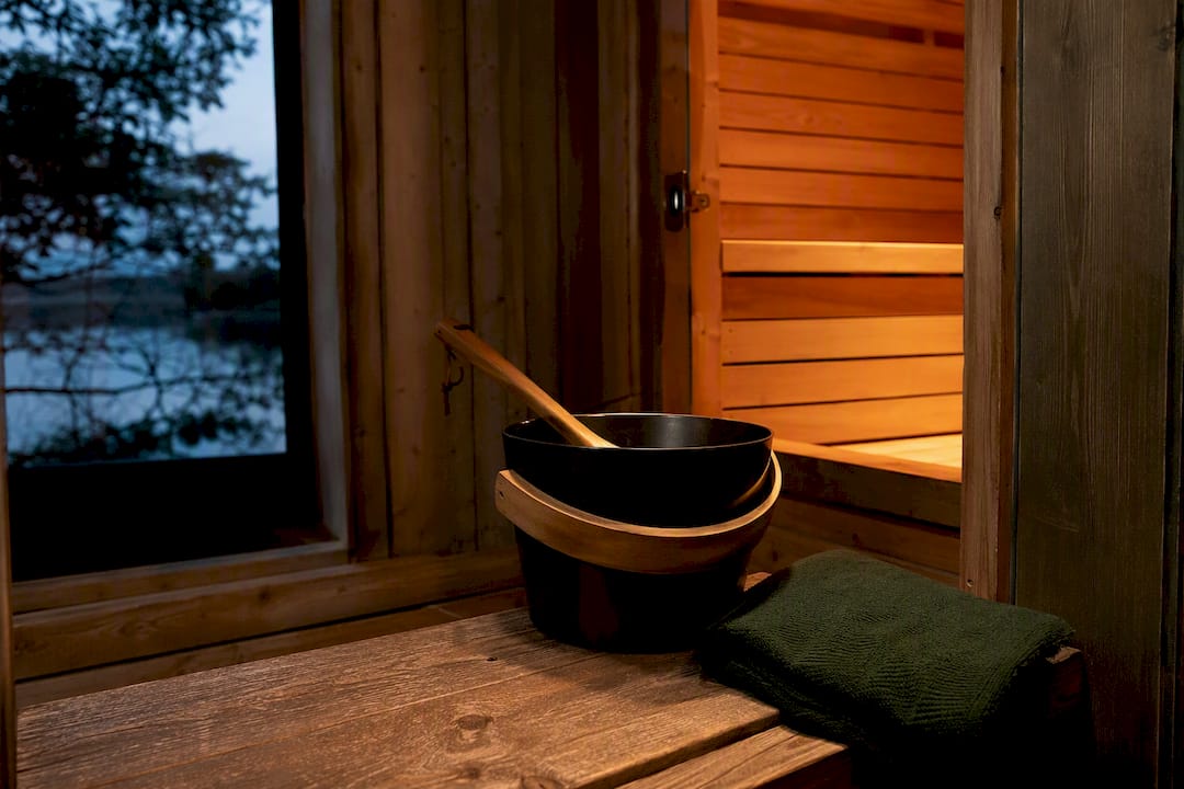 Private sauna prepared for a quiet evening