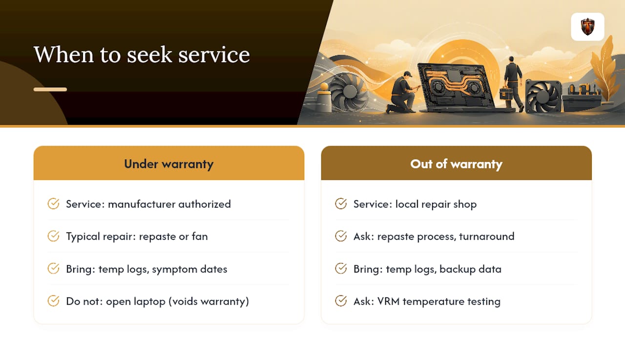 Laptop overheating service decision path