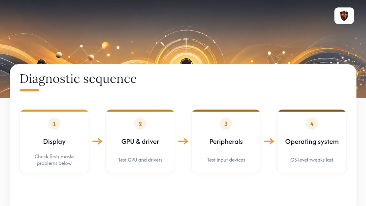 Four-stage input lag diagnostic sequence