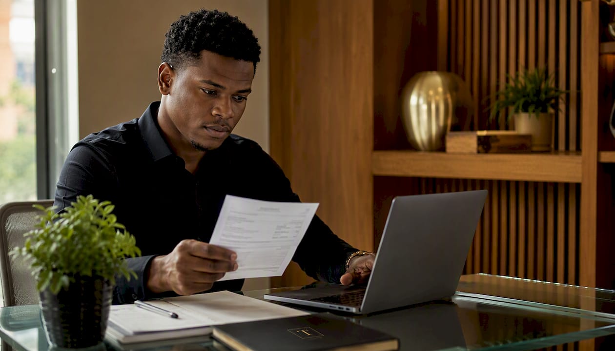 Hands entering insurance reimbursement details