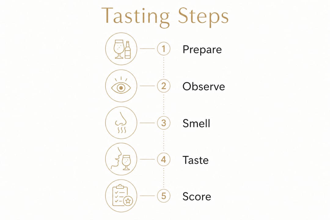 Infographic illustrating beer tasting steps