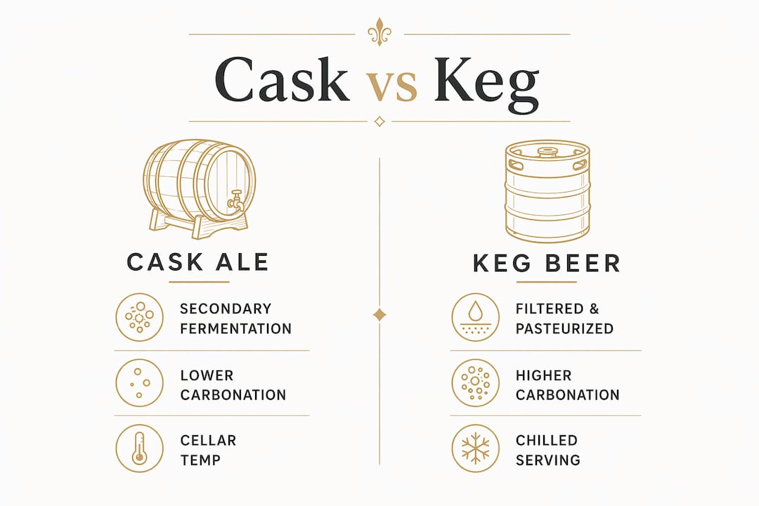 Infographic comparing cask and keg beer features