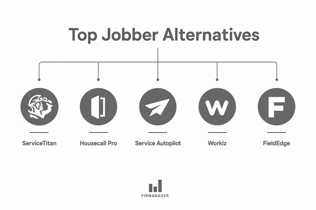 Infographic showing top Jobber alternatives in ranked hierarchy