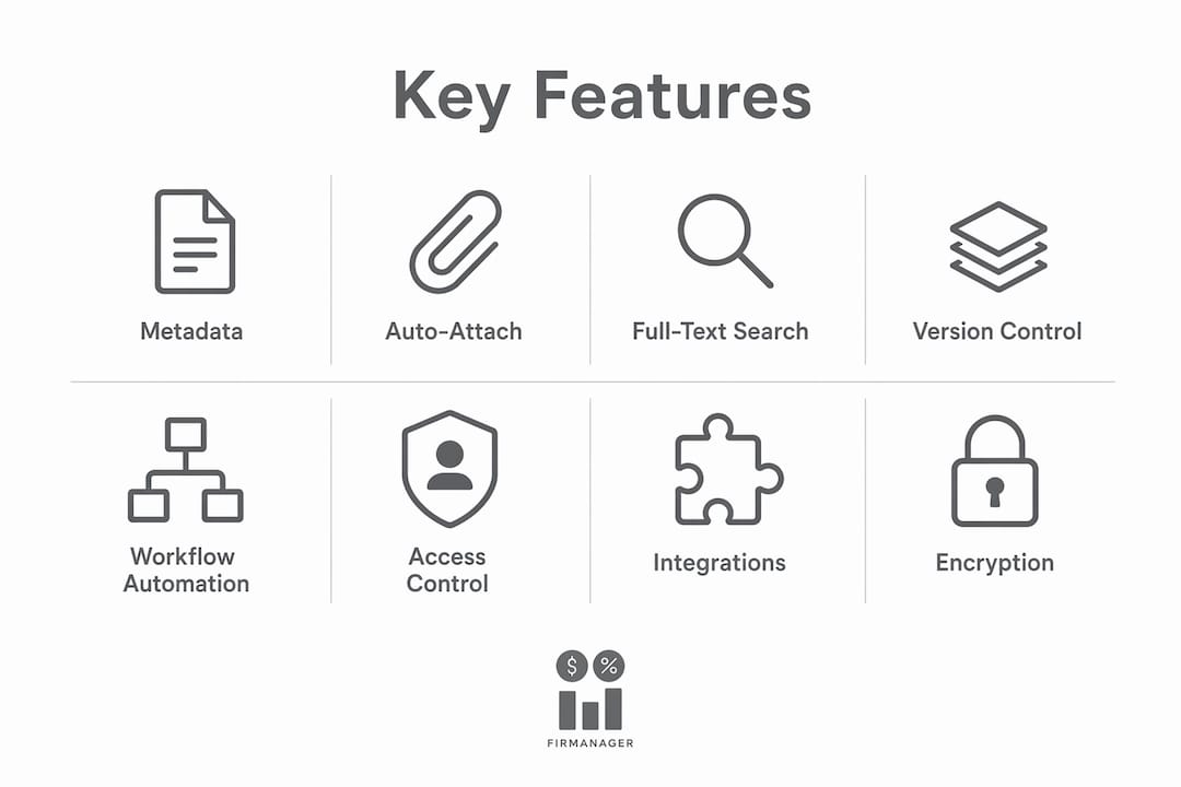 Infographic showing key document management features
