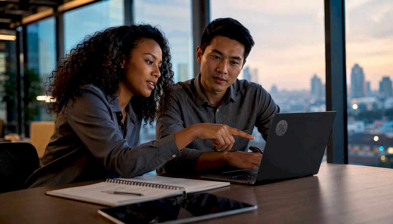 Support agents collaborating with CRM software