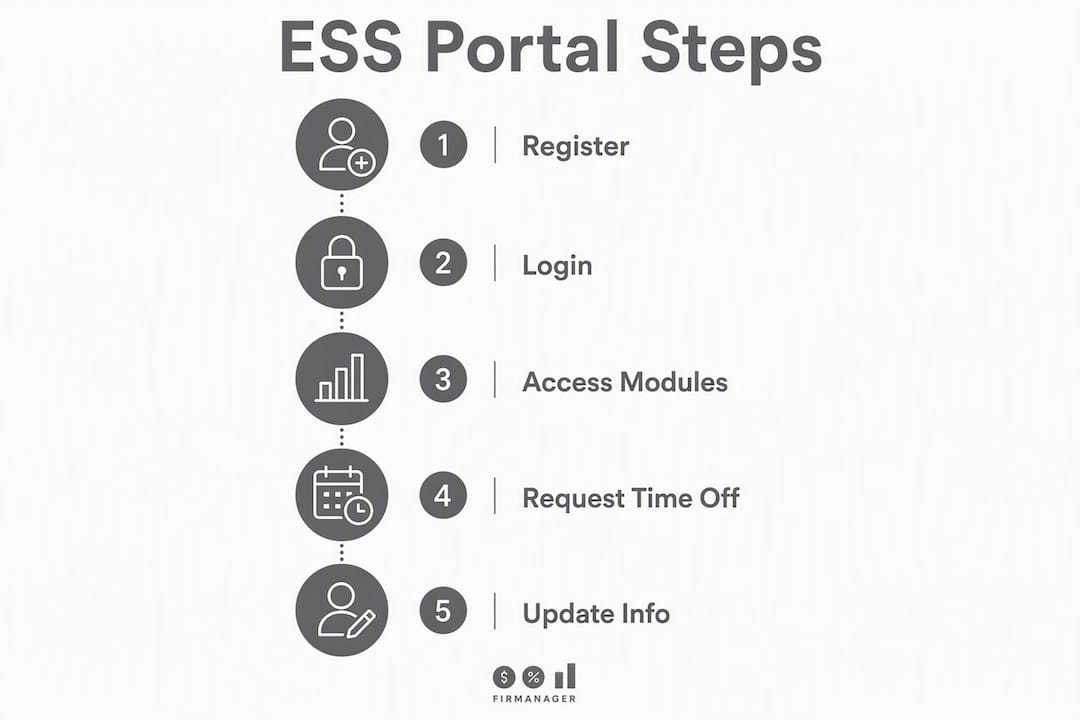 Infographic showing step-by-step ESS portal usage