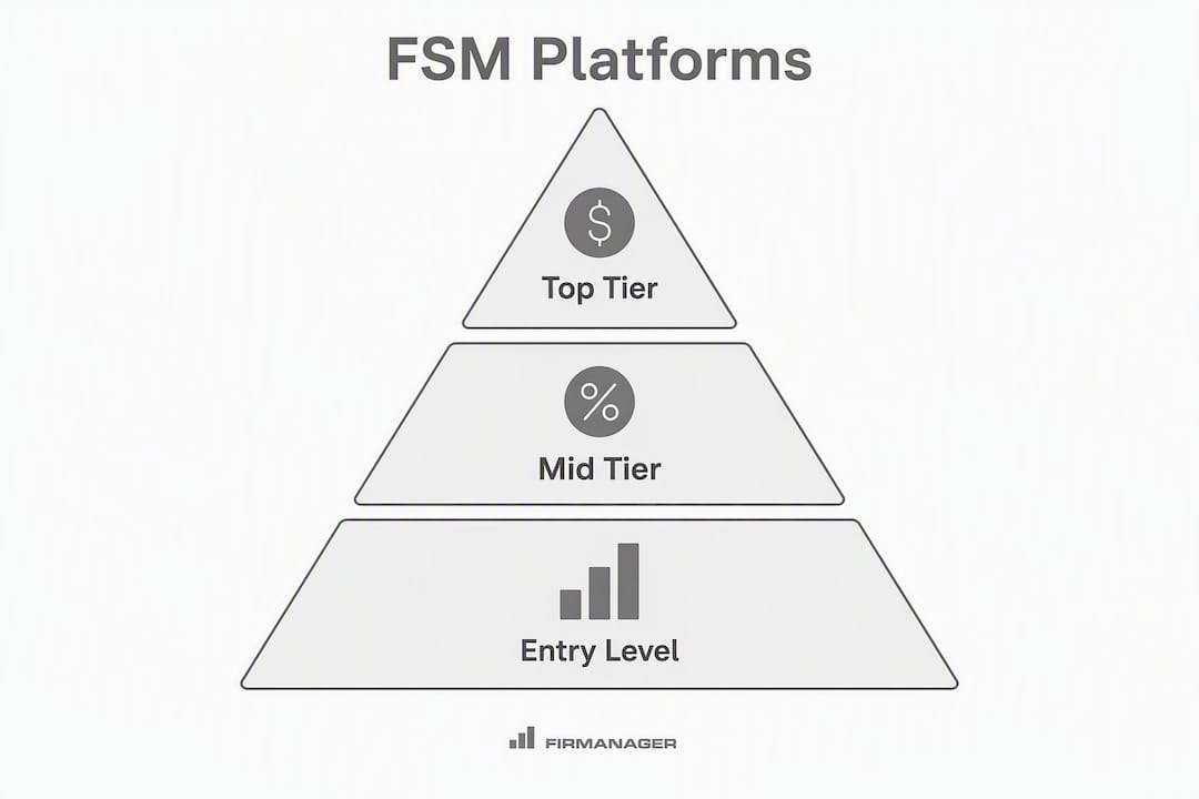 Infographic showing field service app ranking tiers