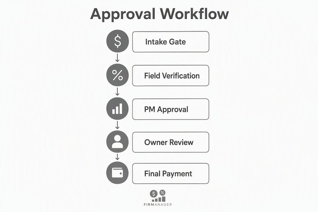 Infographic showing invoice approval workflow steps