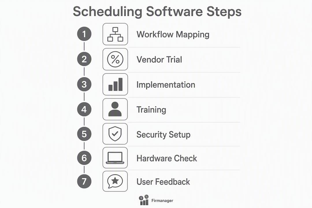 Infographic outlining seven key software selection steps
