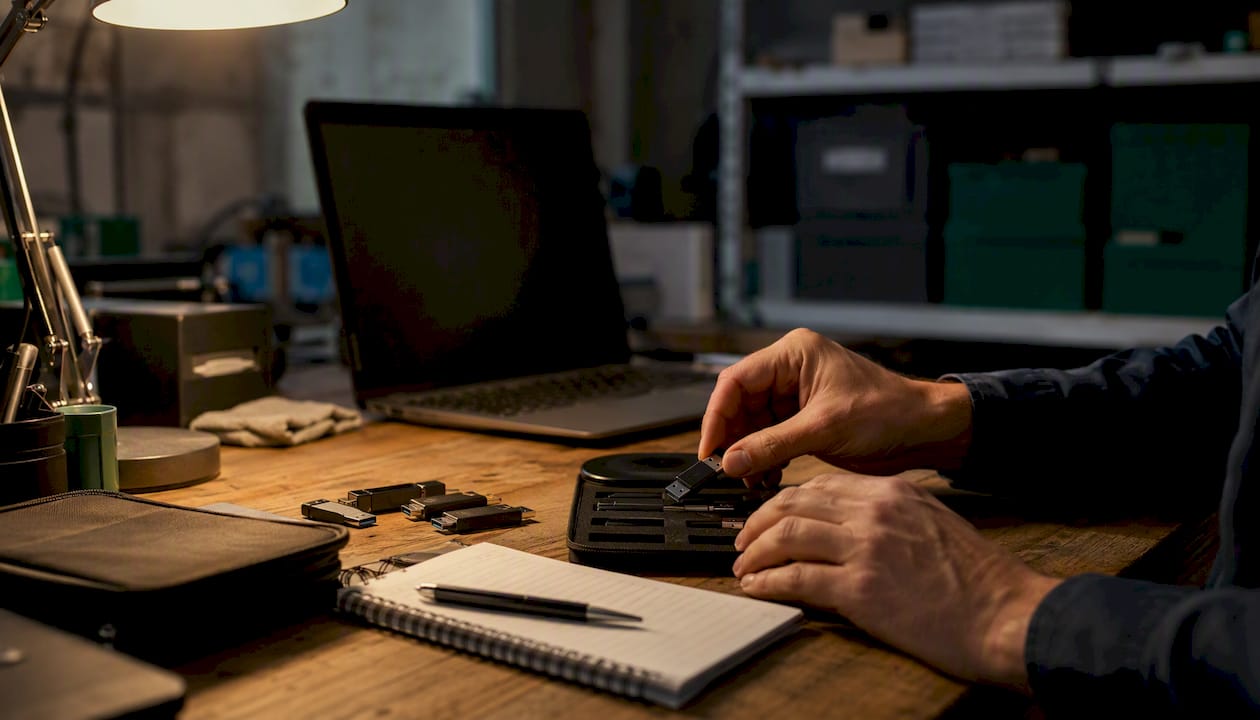 Hands organizing sample CRM data in staging environment