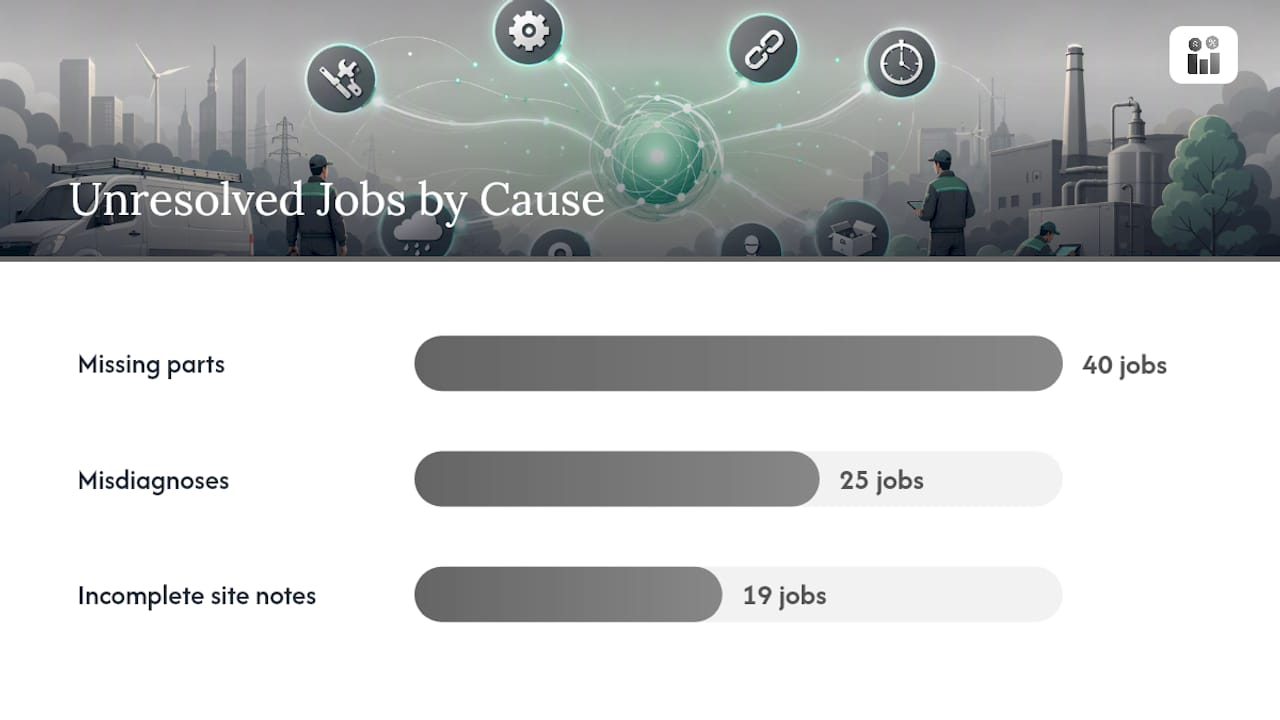 Chart showing causes of unresolved service jobs