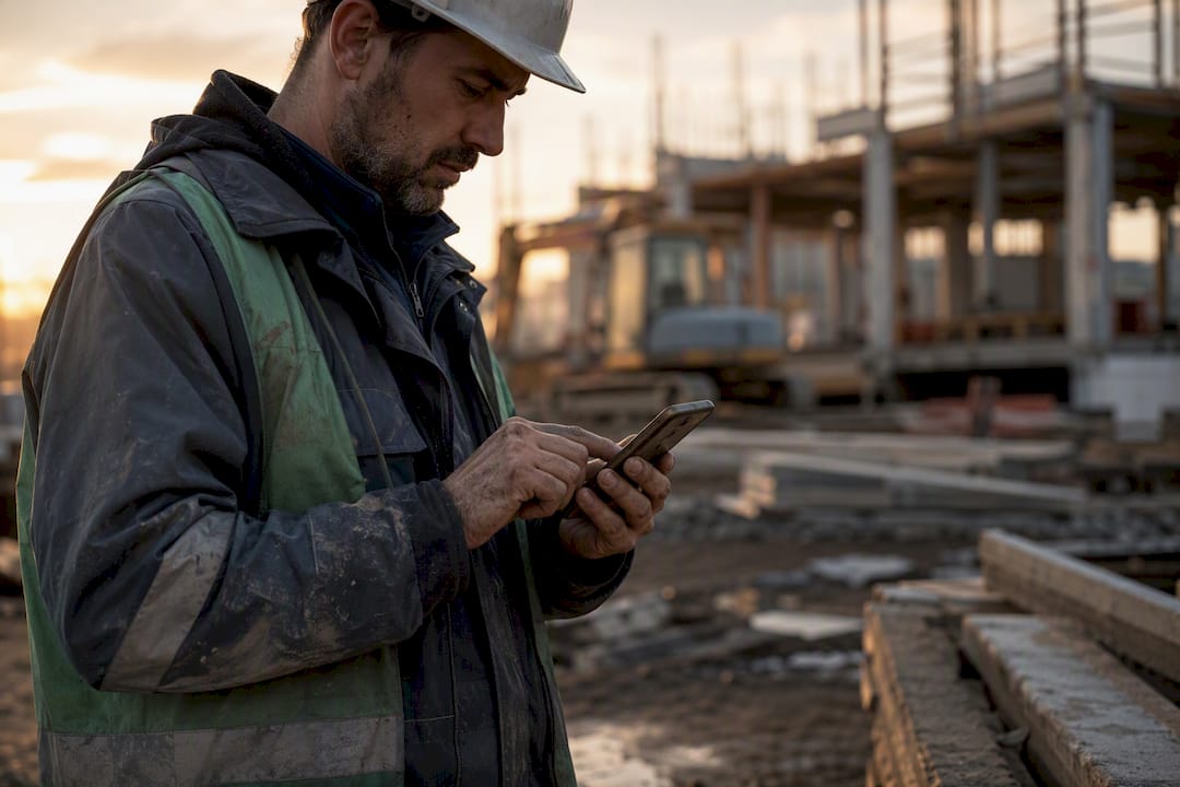 Technician updating contract deadlines on mobile device