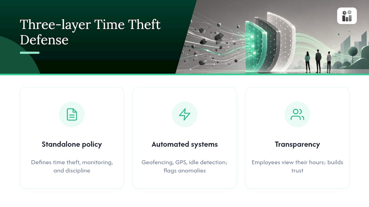 Three connected time theft prevention layers
