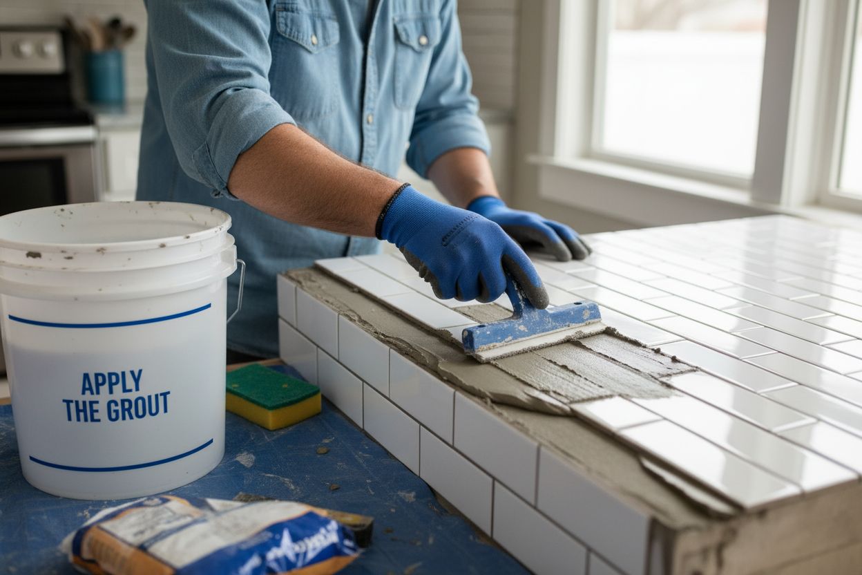 how to grout tiles, applying grout