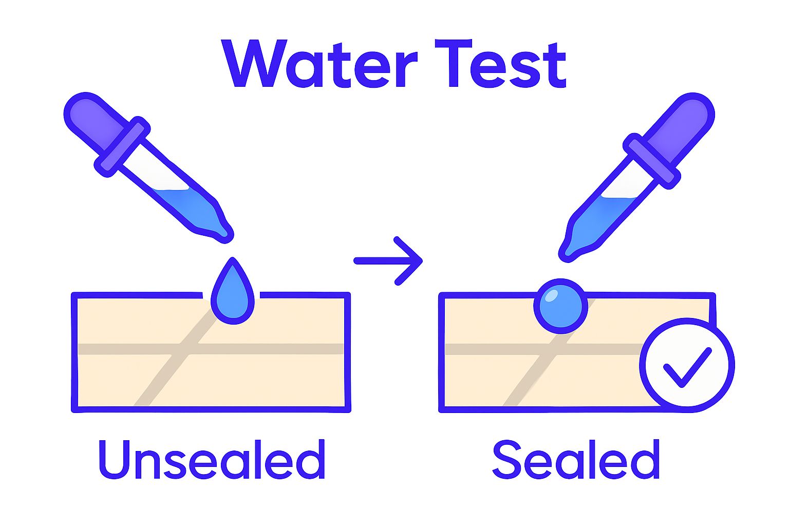 Infographic water test: bead-up vs absorb grout sealer