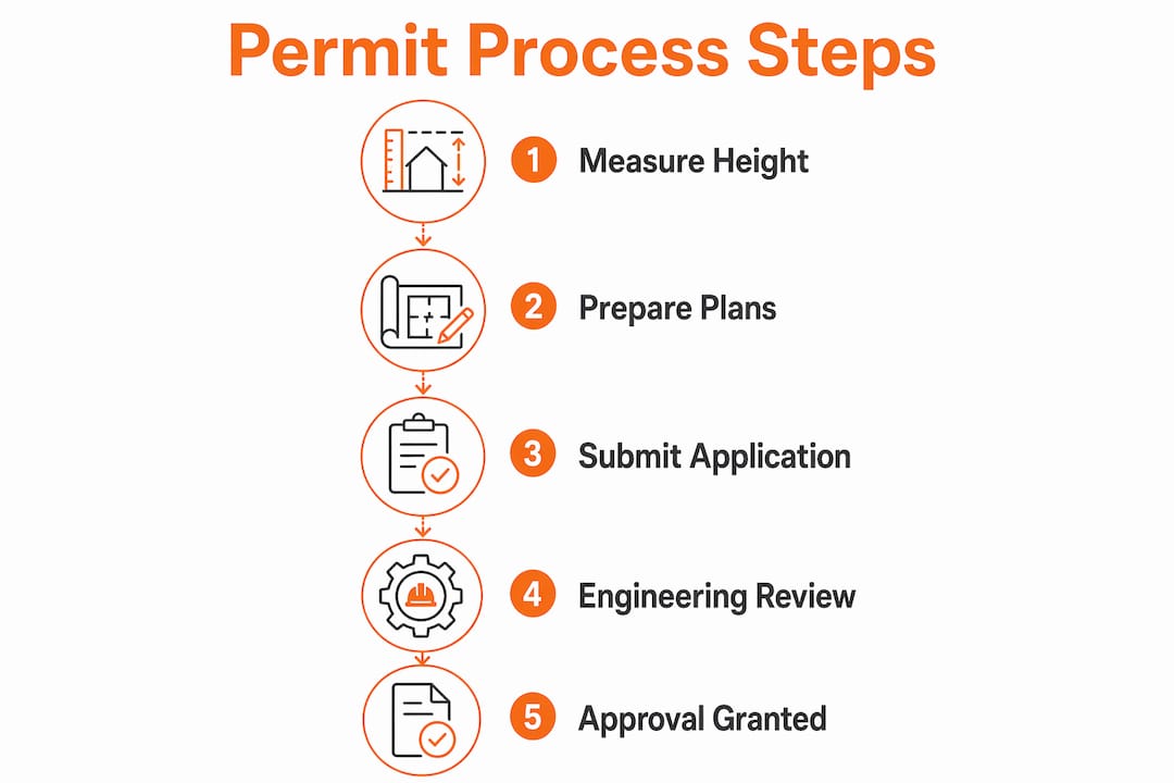 Infographic outlining retaining wall permit application steps