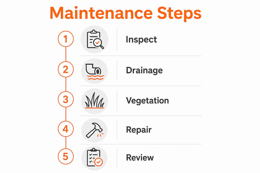 Infographic of retaining wall maintenance steps
