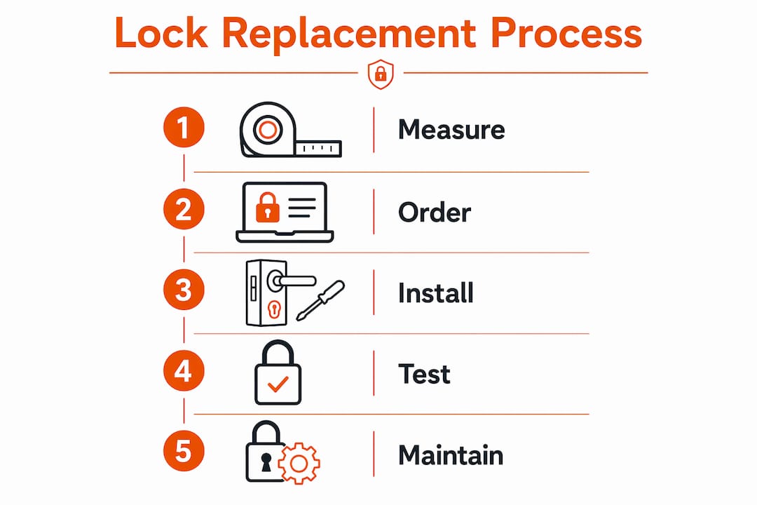 Infographic showing security door lock replacement process