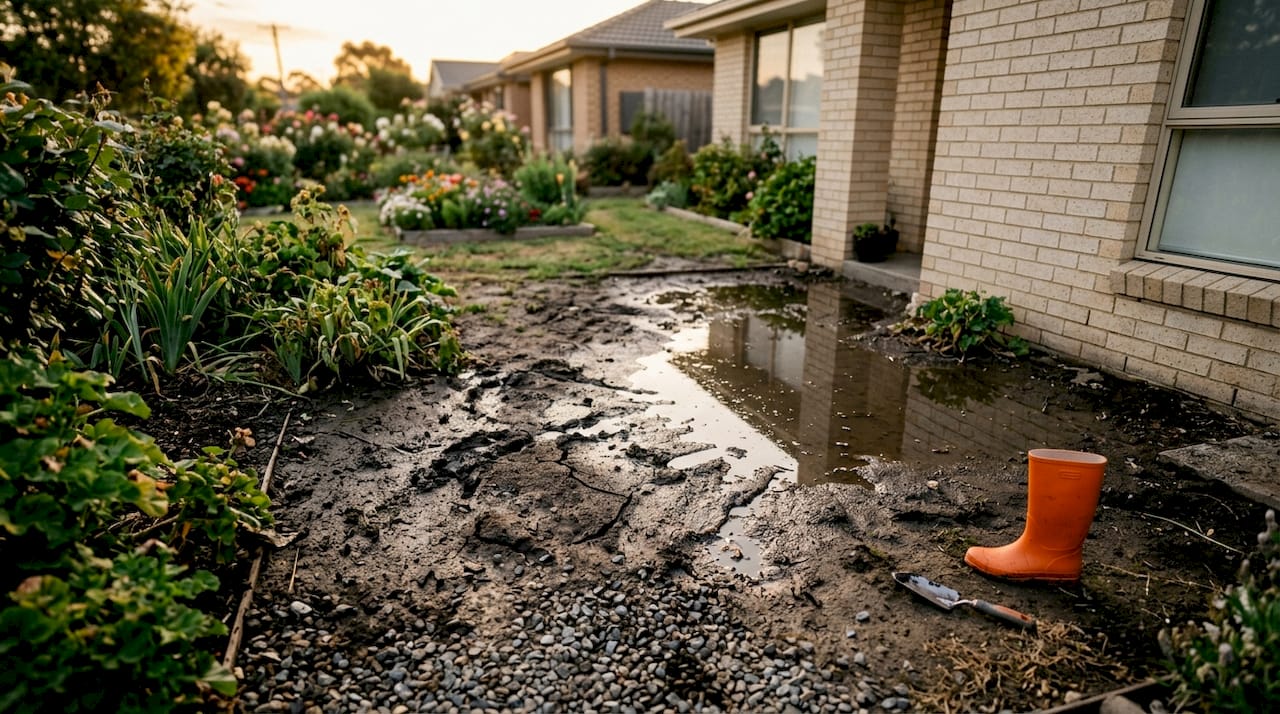 Waterlogged clay soil next to home foundation