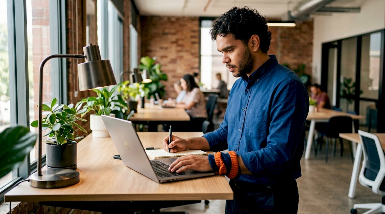 Man working on local SEO business listings