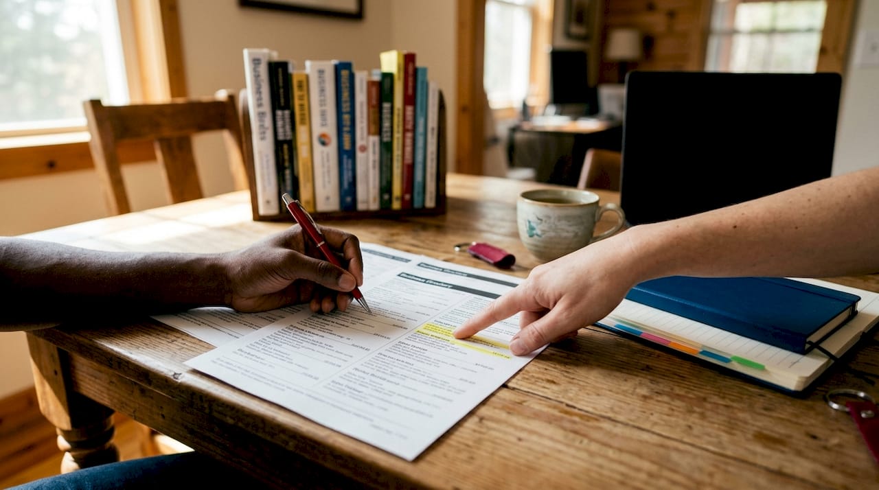 Hands editing business directory listing forms together