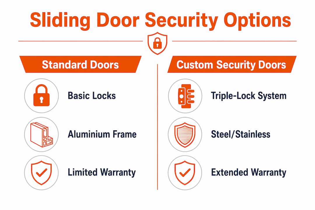 Infographic comparing sliding door security types