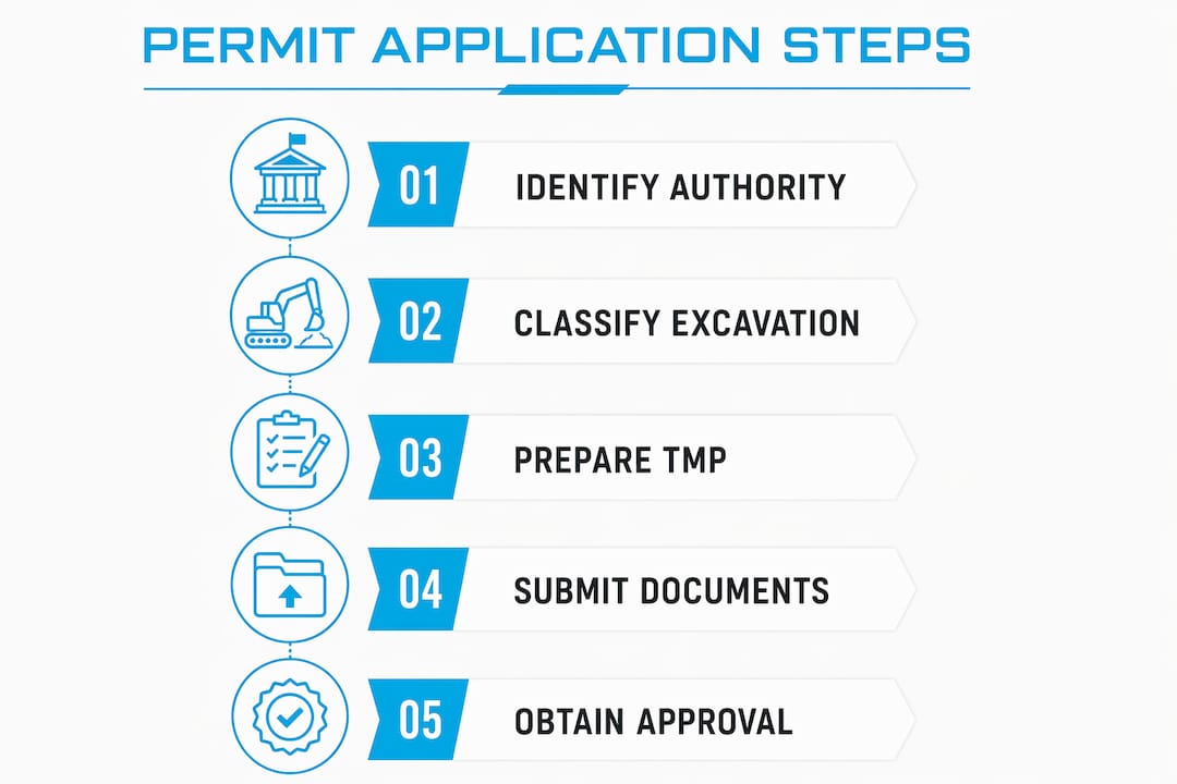 Infographic checklist of road permit application steps