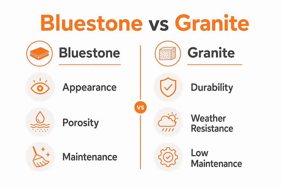 Infographic comparing bluestone and granite features