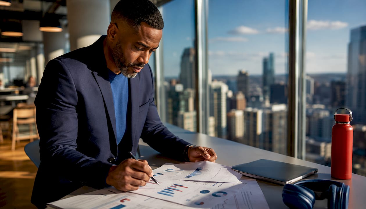 Marketer checking landing page quality score reports