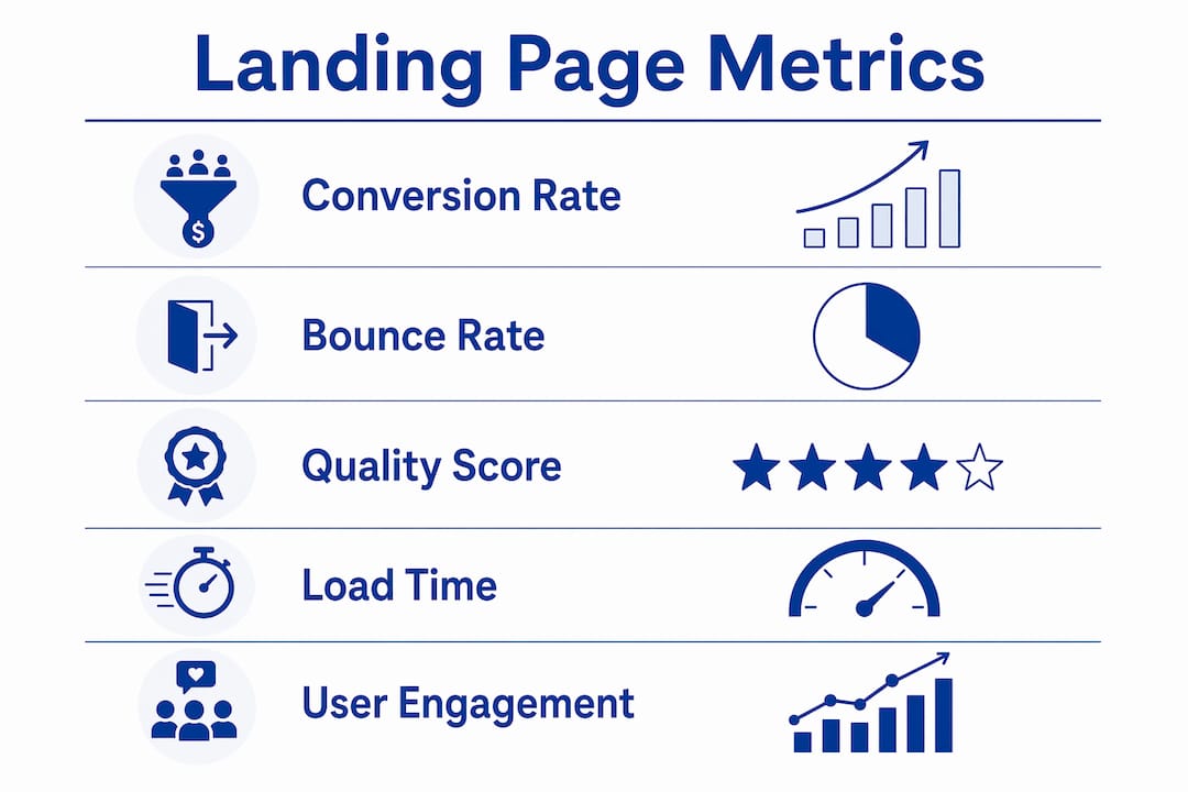 Infographic of key Google Ads landing page metrics