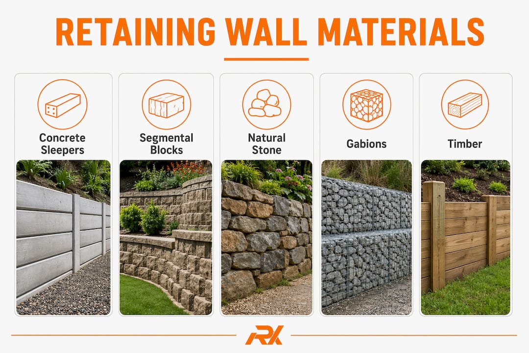 Infographic comparing retaining wall materials