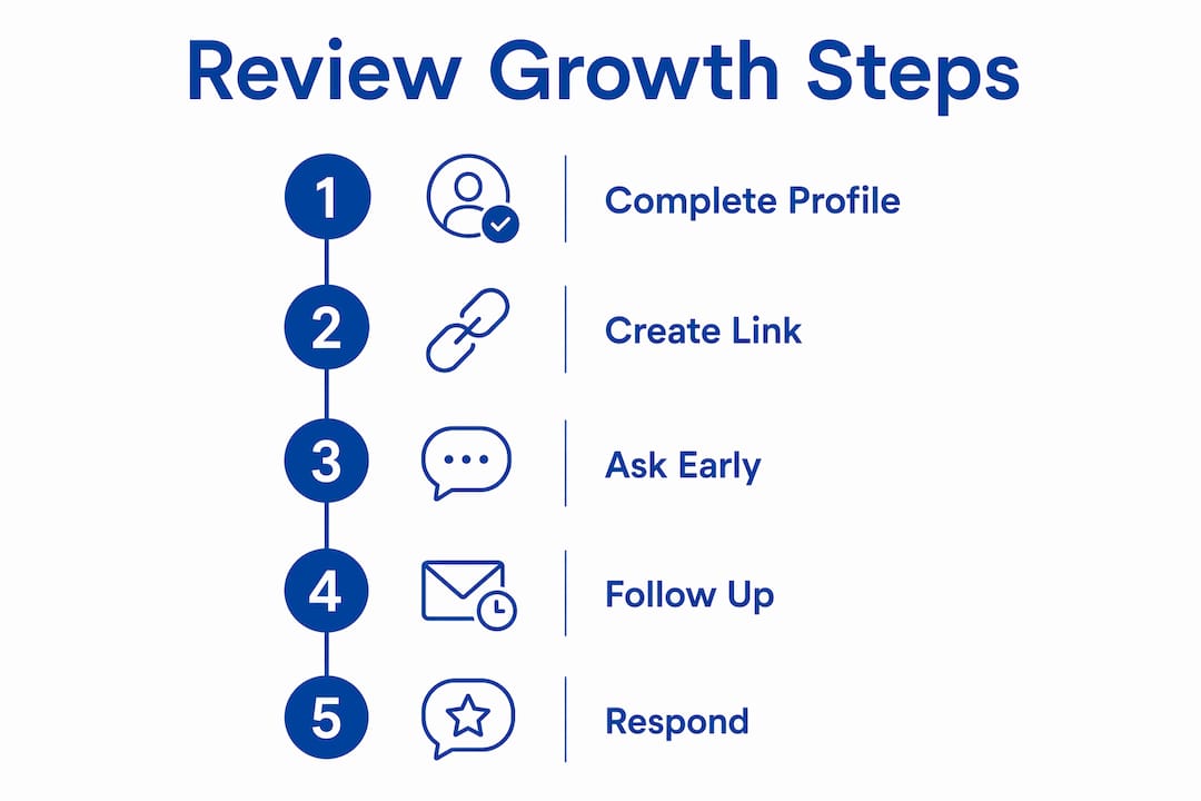 Infographic outlining steps to increase Google reviews
