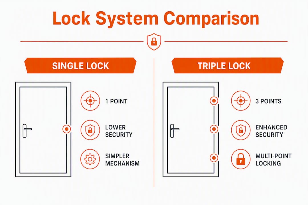 Infographic comparing single lock and triple lock systems