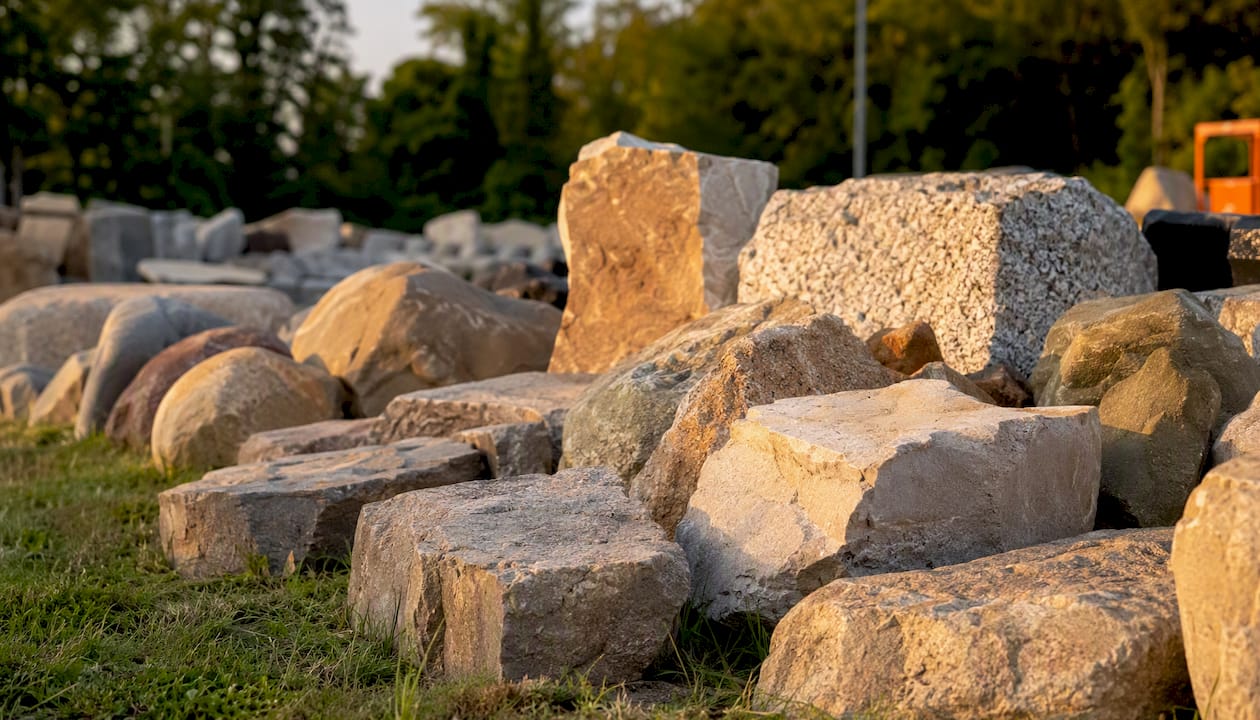 Variety of stones for retaining walls