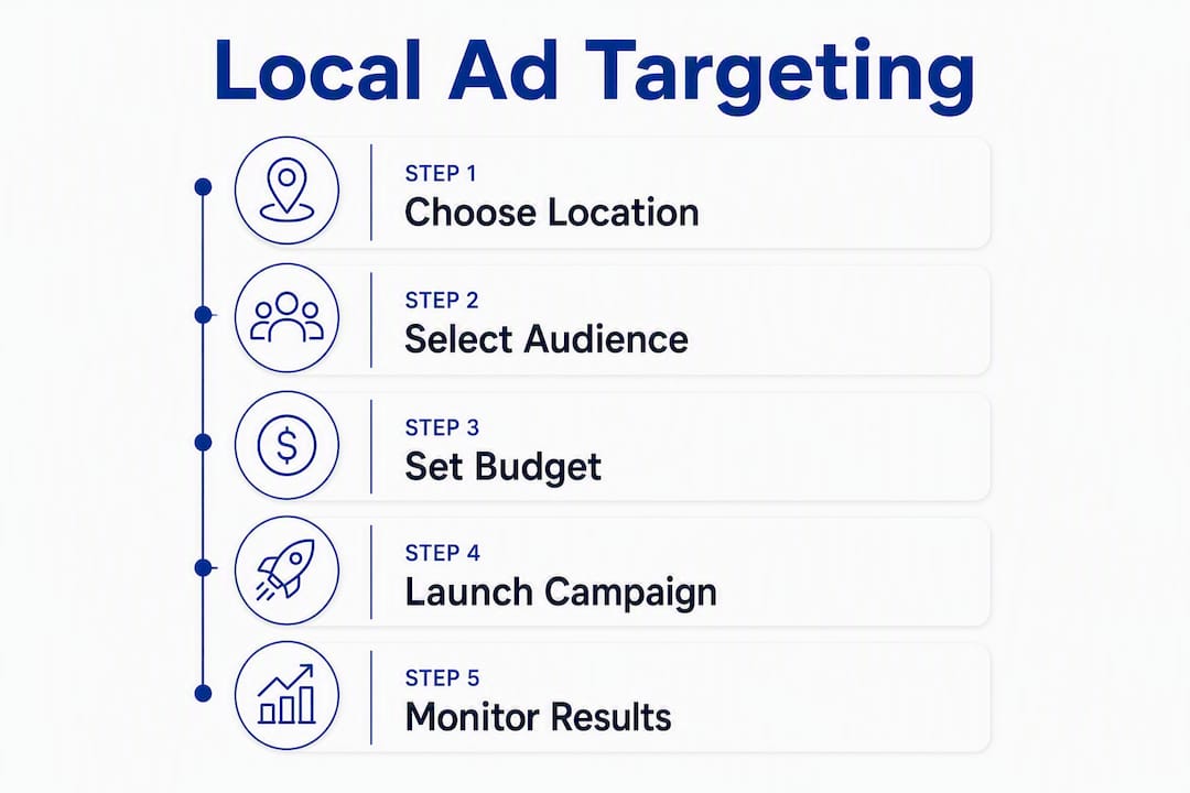 Infographic showing local Facebook ad targeting steps