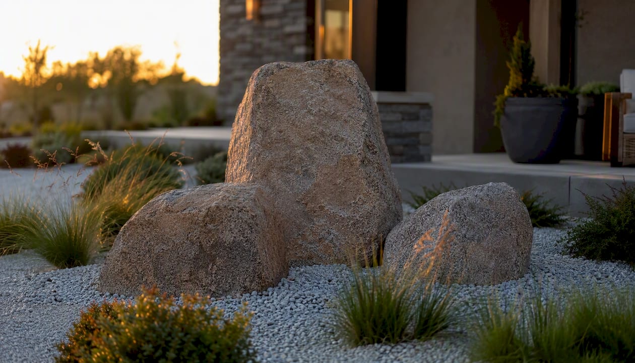 Cluster of large boulders as focal point