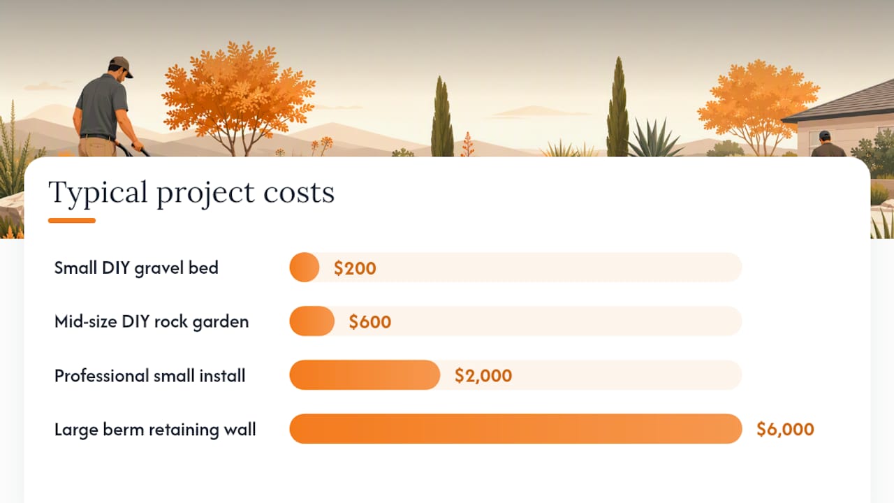 Comparison chart of rock landscaping project costs and timelines
