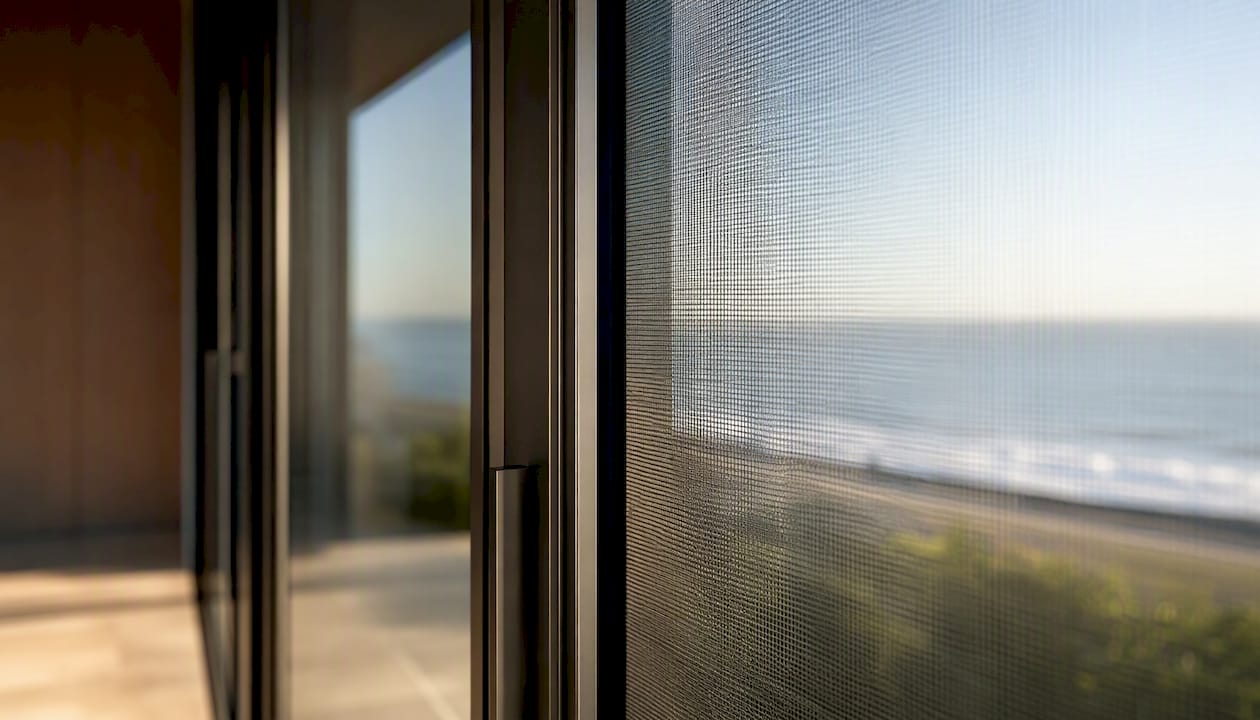 Slimline aluminium security screen close-up