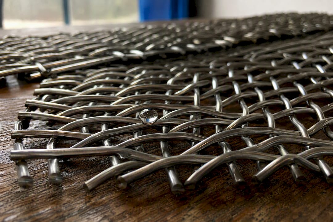 Close-up of 316 stainless steel mesh weave