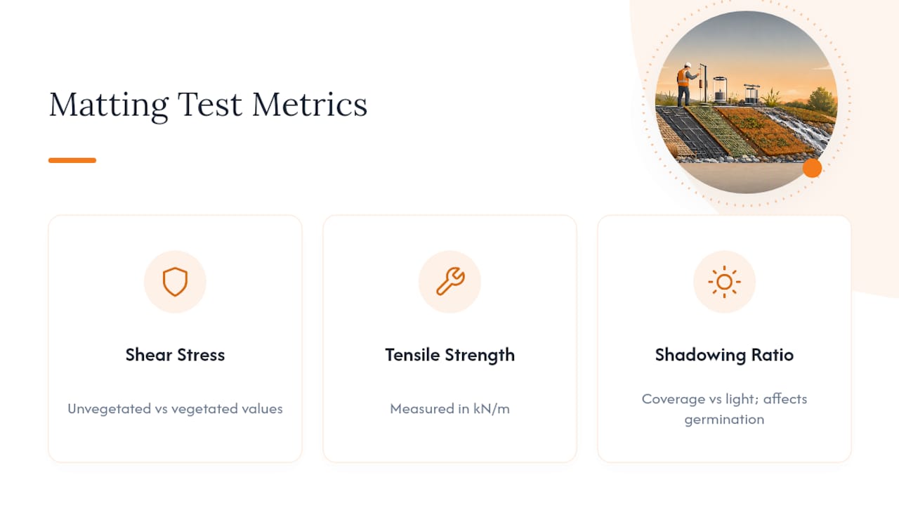 Diagram comparing erosion matting test metrics