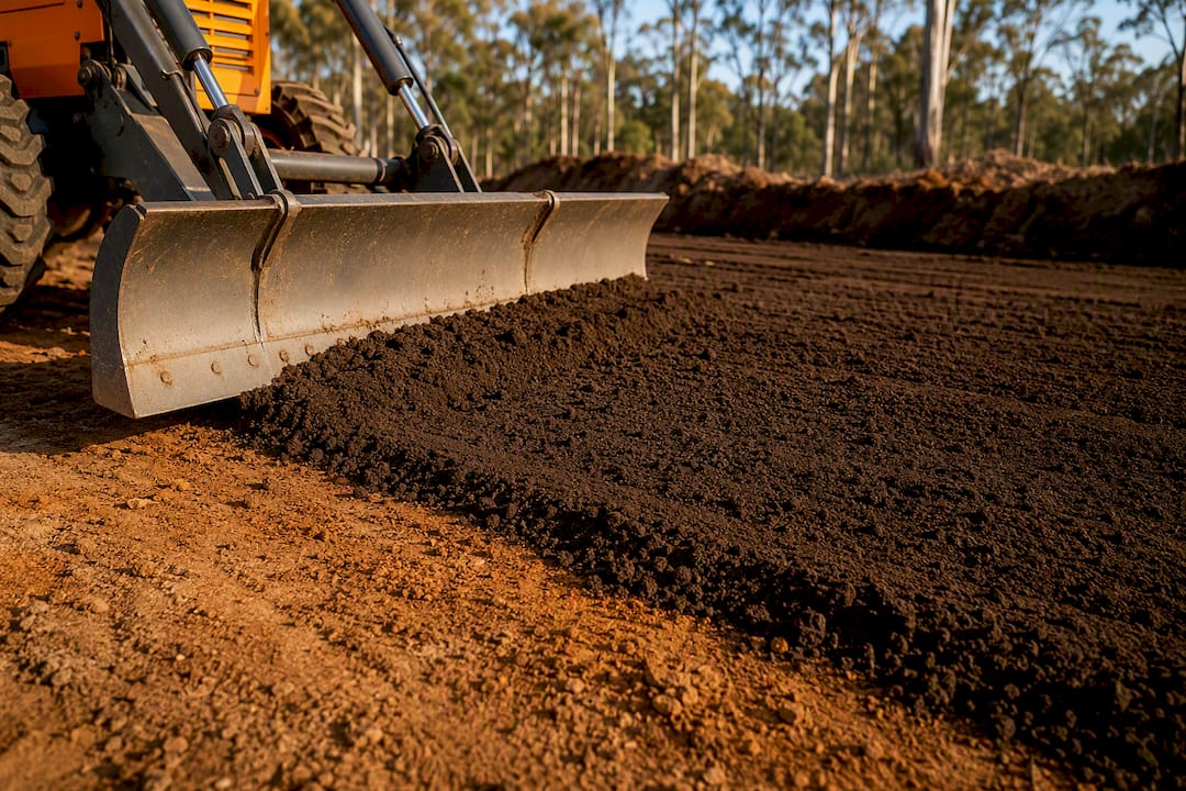 Topsoil being restored after land clearing