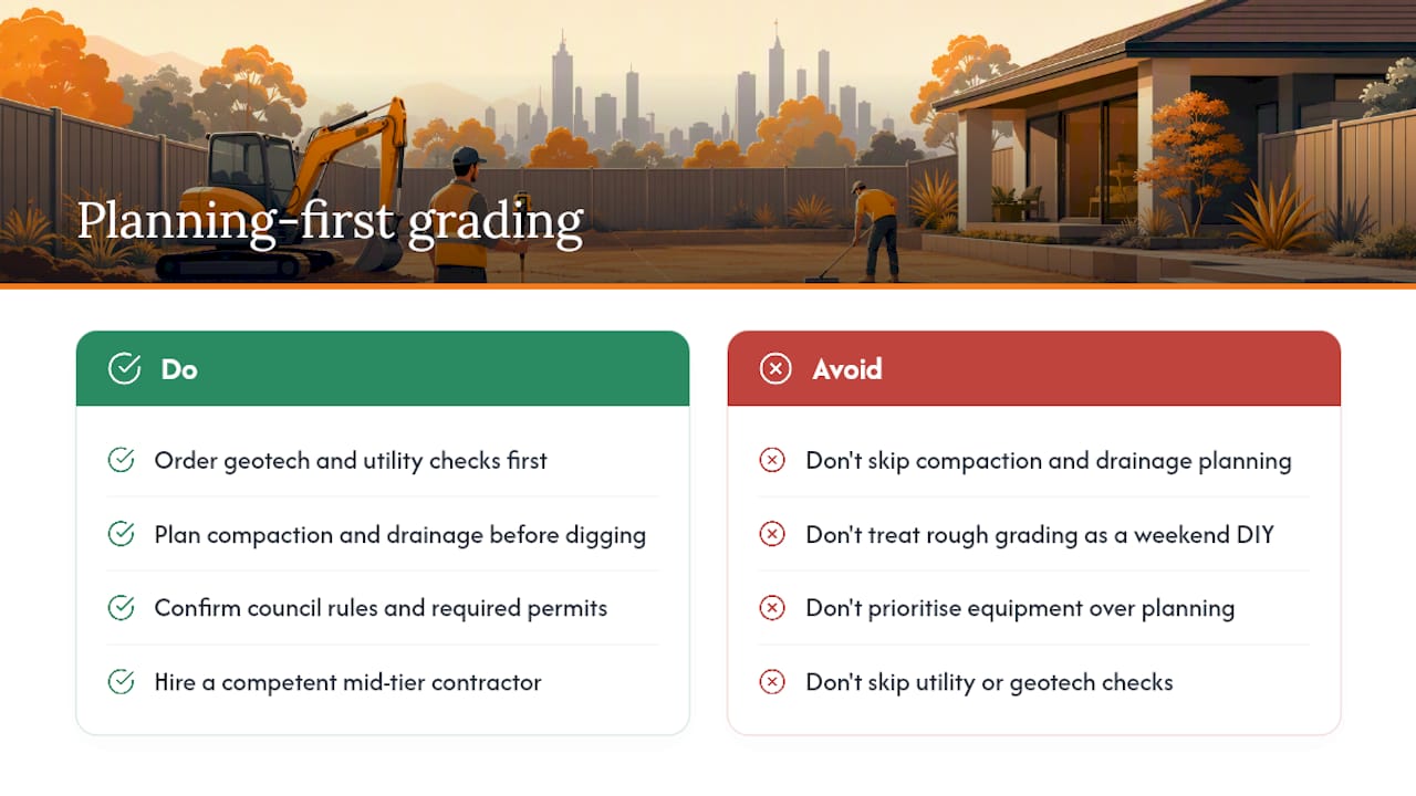 Why Most Backyard Grading Advice Undersells the Planning Stage — overview diagram
