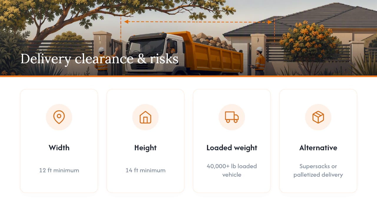 Rock delivery truck clearance requirements